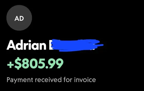Client payment received: $805.99