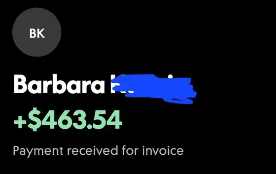 Client payment received: $463.54