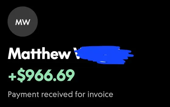 Client payment received: $966.69